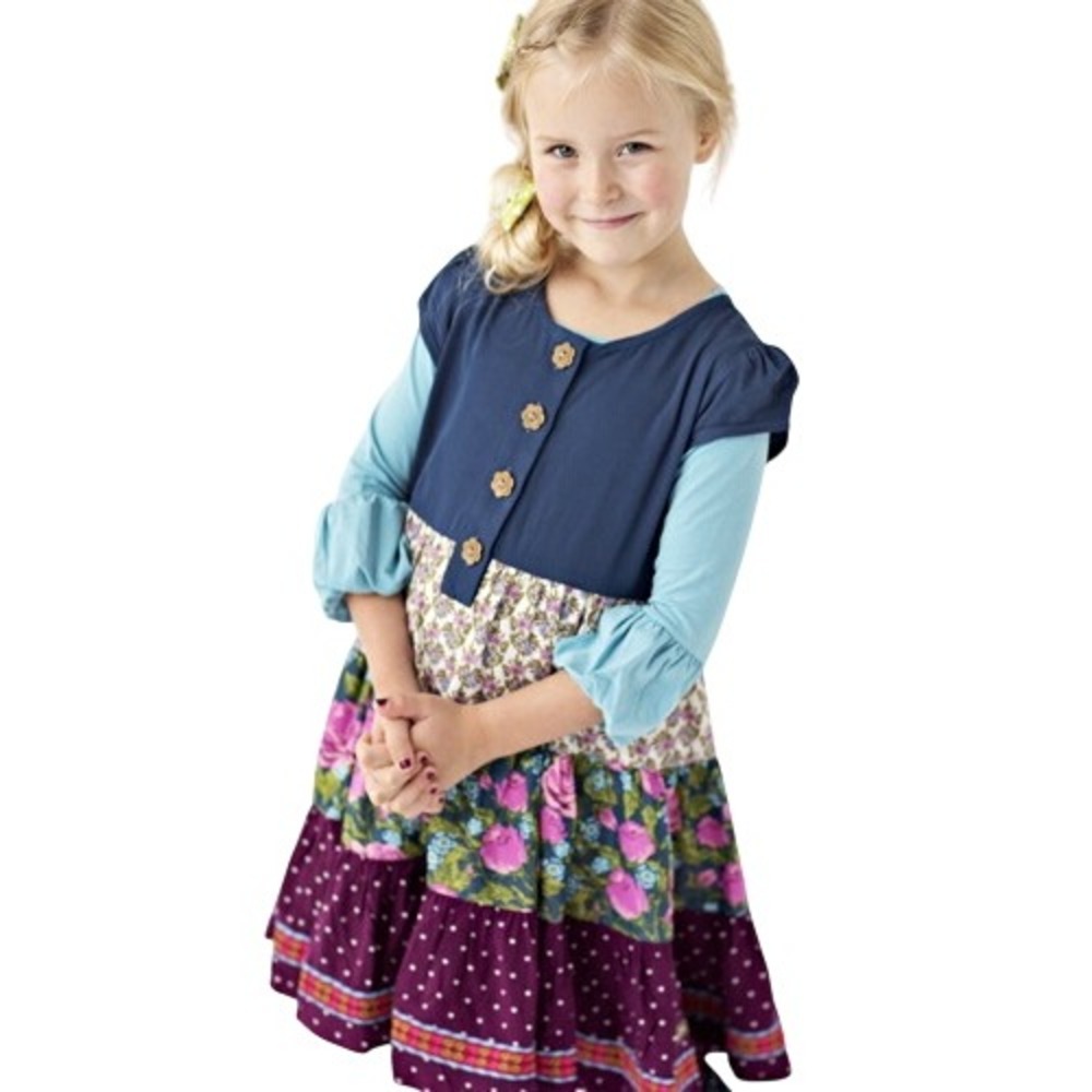 MATILDA JANE Girl's Peony Henley Dress Size 8 Colorful Floral Paint By Numbers